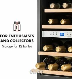 Klarstein Freestanding 34L Wine Fridge Cooler 12 Bottles Silver 38 x 53 x 49cm