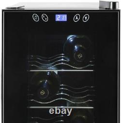 Klarstein Wine Refrigerator Freestanding 12 Bottles, Black 35L W26 x H65 x D50cm