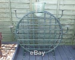 Large Round Cast Iron Oriental Style 36 Bottle Wine Rack W Glass Cooler & Candle