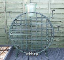 Large Round Cast Iron Oriental Style 36 Bottle Wine Rack W Glass Cooler & Candle