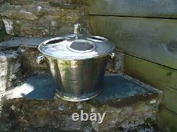 Large Vintage Style Champagne Ice Bucket 4 Bottle With Round Lid Wine Cooler Tub
