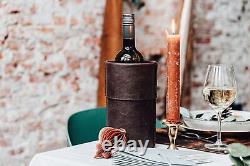 Luxury Leather Wine Bottle Cooler Dark Brown The Savage Cooler