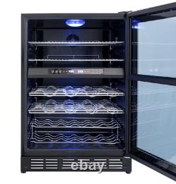 Magic Chef 44 Bottle Dual Zone Wine Cooler in Stainless Steel Beverage Storage