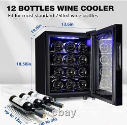 Miladred 12 Bottle Wine Cooler Fridge With Lock And Digital Temperature Control