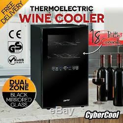 NEW CyberCool DP18C Black Dual Zone Thermoelectric Wine Cooler Fridge 18 Bottle