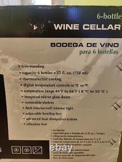 NEW Koolatron 6 Bottle Wine Cellar Wine Cooler Tabletop Freestanding Wine Fridge