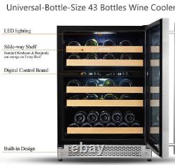 New Large 59.5cmX57.2cm X87.5cm 43 bottles Most-complete Dual-zone wine cooler