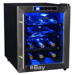 NewAir 12 Bottle Electric Wine Cooler Chiller Stainless Steel Black New Warranty