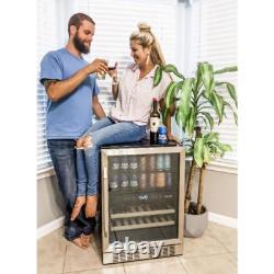 NewAir Beverage Cooler 23.4 in. W 70-Can Built-in 20-Bottle Wine Stainless Steel