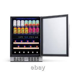 NewAir Beverage Cooler 23.4 in. W 70-Can Built-in 20-Bottle Wine Stainless Steel