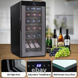 NutriChef Digital Electric 18 Bottle Thermoelectric Wine Chiller Cooler, Black