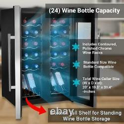 NutriChef PKCWC24 24 Bottle Wine Cooler Refrigerator with Air Tight Seal