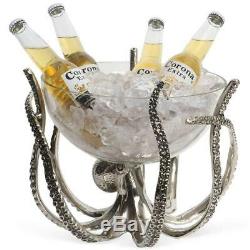 Octopus Stand Glass Bowl Ice Wine Beer Bottle With Bucket Cooler Stainless Steel