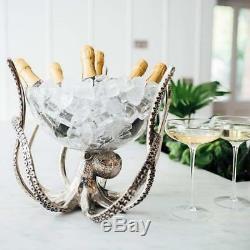 Octopus Stand Glass Bowl Ice Wine Beer Bottle With Bucket Cooler Stainless Steel