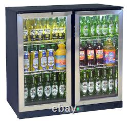 Premium Commercial Double 2 Door Bar Bottle Display Cooler Fridge Beer Wine