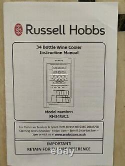 Russell Hobbs RH34WC1 34 Bottle Glass Door Wine Cooler