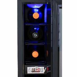 SIA BWC150BL 15cm Black Free Standing Under Counter LED 6 Bottle Wine Cooler