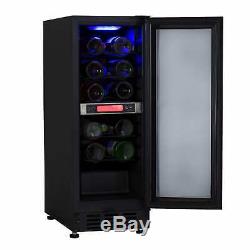 SIA BWC300BL 30cm Black Free Standing Under Counter LED 15 Bottle Wine Cooler