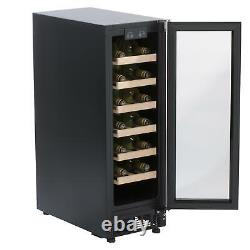 SIA WC30BL 300mm / 30cm Black Under Counter LED 19 Bottle Wine Cooler Chiller