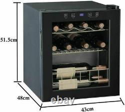 SMAD 15 Bottle Wine Cooler Under Counter Beverage Fridge 46L LED Glass Door