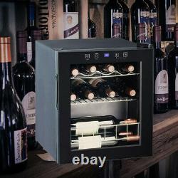 SMAD 16 Bottles Undercounter Wine Fridge Beverage Drinks Cooler LED Light Black