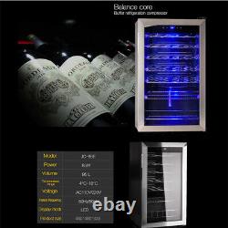 SMAD 35 Bottle Wine Cooler LED Stainless Steel Glass Door Drinks Beverage Fridge