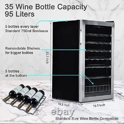 SMAD 95L 33 Bottles Freestanding Wine Fridge Beverage Cooler Stainless Steel Bar