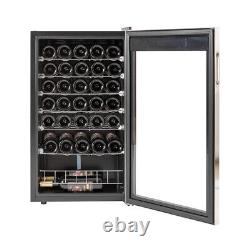 SMAD 95L 33 Bottles Wine Cooler Undercounter Drinks Beverage Fridge Glass Door