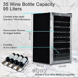 SMAD 95L 33 Bottles Wine Fridge Beverage Cooler Wine Chiller Stainless Steel