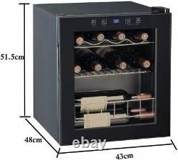 SMAD JC46E LED Wine Fridge 3-18°C 16 Bottle Wine Cooler Beverage Thermostat