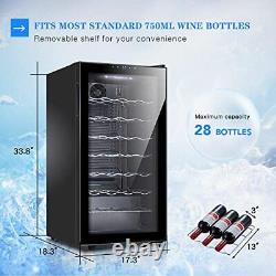 STAIGIS Mini Wine Fridge Freestanding Wine Cooler Refrigerator 28 Bottle withDi