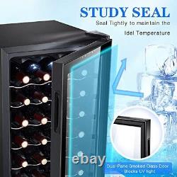 STAIGIS Mini Wine Fridge Freestanding Wine Cooler Refrigerator 28 Bottle withDi