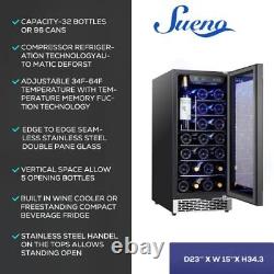 SUENO 15 inch 32 Bottles 96 Cans Wine Cooler Refrigerator Built-in Freestandi