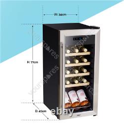 Sealey Baridi 18 Bottle Wine Fridge Cooler & Touch Control, LED Light, Stain