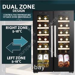 Sealey Baridi 24 Bottle Dual Zone Wine Cooler, Fridge, Touch Screen, LED Light B