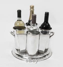 Silver Plated Art Deco 4 Bottle Wine Cooler Ice Bucket