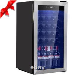 Smad 95L 33 Bottles Glass Door Wine Fridge Compressor Drinks Cooler Beverage Bar