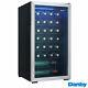 Smart Storage Smoked Glass Blue Interior LED A+ 36 Bottle Wine Cooler in Black