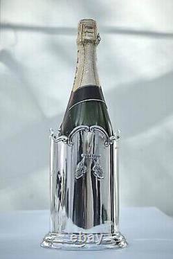 Superb Solid Silver Champagne, Wine Bottle Stand /Cooler By Daniel & Arter, 1912