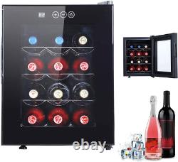 Table-Top Wine Fridge, 12 Bottle Compressor Cooler Refrigerator, LED