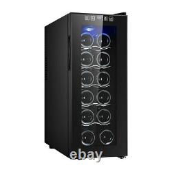 Touch Screen Wine Cooler in Black Glass 12 Bottle Cabinet Fridge with LED Lights