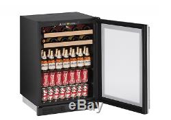 U-line 1224Bevs 105 Bottle Beverage & Wine Cooler- Black Interior-Stainless Door