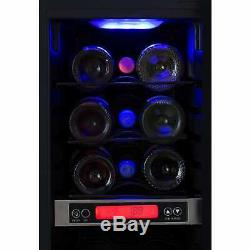 Unbranded 30cm / 300mm Black Under Counter LED 15 Bottle Wine Cooler Chiller