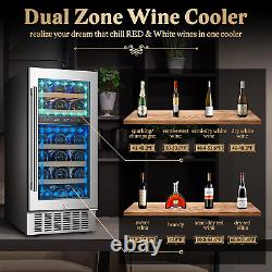 Upgraded? Aaobosi 15 Inch Wine Cooler, 28 Bottle Dual Zone Wine Refrigerator wit