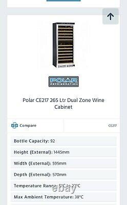 Used wine cooler fridge Dual Zone 92 Bottle Capacity