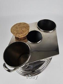 Vintage Metal Silver plated Art Deco 2 Wine Bottle Cooler Ice Twin Chiller Cork