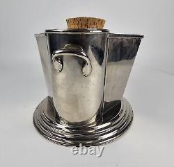 Vintage Metal Silver plated Art Deco 2 Wine Bottle Cooler Ice Twin Chiller Cork