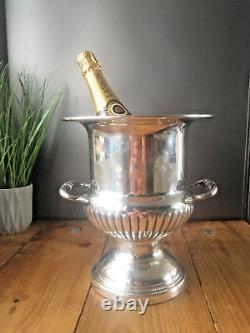 Vintage Silver Plated Reeded Urn Medici Champagne Wine Bottle Ice Bucket Cooler