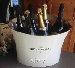 Vintage white, multi bottle MOET & CHANDON Champagne, wine cooler, ice bucket