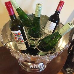 Vtg Punch Centerpiece Bowl Silverplate Wine Cooler Chiller Grape 5 Bottle Large